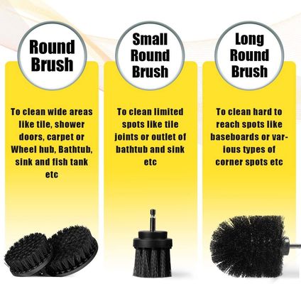 Drill Powered Cleaning Brushes For Pool Tile, Floor, Brick, Ceramic, Marble, Grout, Bathroom, Car, Kitchen (Black)